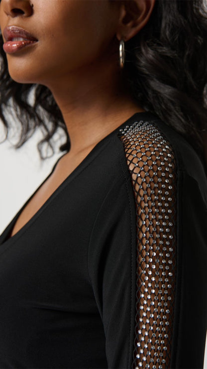 Silky Knit Top With Mesh Inserts by Joseph Ribkoff #234278