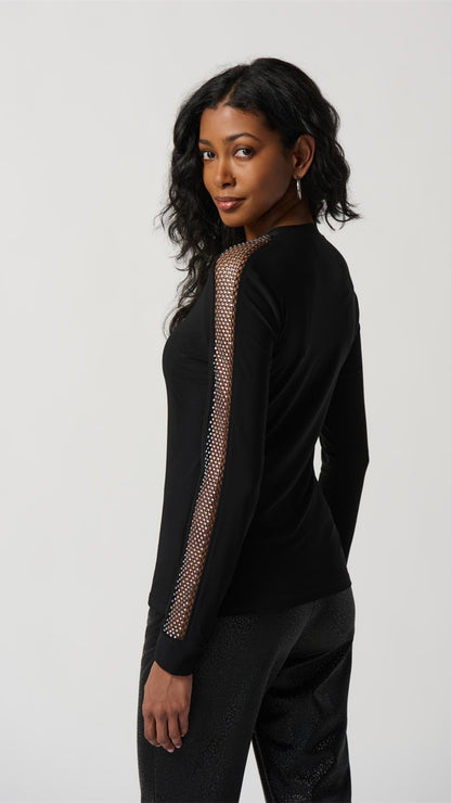 Silky Knit Top With Mesh Inserts by Joseph Ribkoff #234278