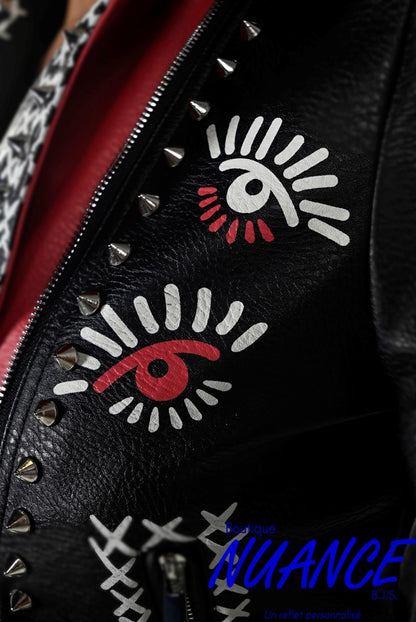 Veste tendance, en faux cuir noir fait par Frank Lyman #233816U