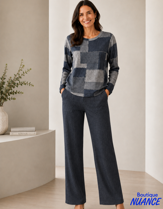 Pantalon à jambe large et poches appliquées - Dévia #F719P