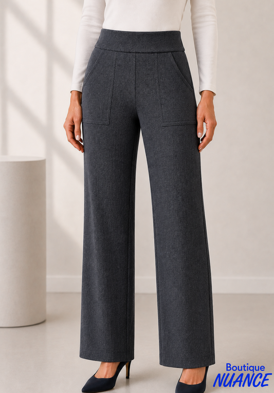 Pantalon à jambe large et poches appliquées - Dévia #F719P