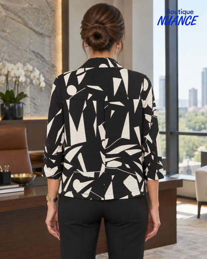 Chemisier-veste à imprimé géométrique – Dévia #F745J