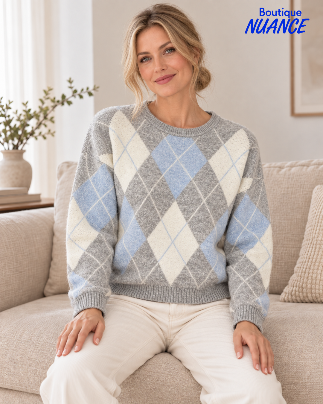 Argyle Essentials Diamond Pattern Knit – DKR & Company #HM-63187