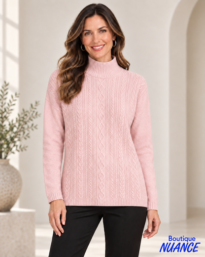 Tricot à col montant et torsades – DKR & Company #HM-62651