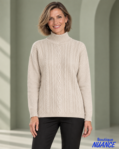 Tricot à col montant et torsades – DKR & Company #HM-62651
