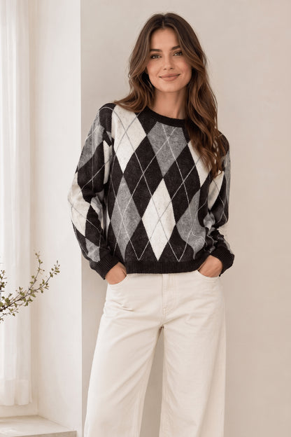 Argyle Essentials Diamond Pattern Knit – DKR & Company #HM-63187