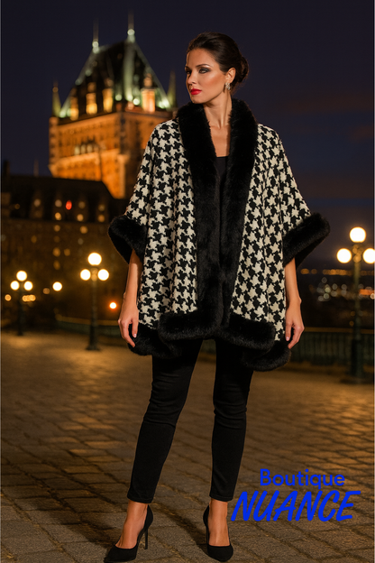 Houndstooth Elegance – Frank Lyman Sleeveless Jacket #224520U