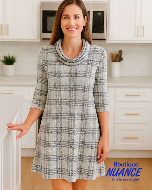 Élégance Jacquard – La Robe à Écharpe Luc Fontaine