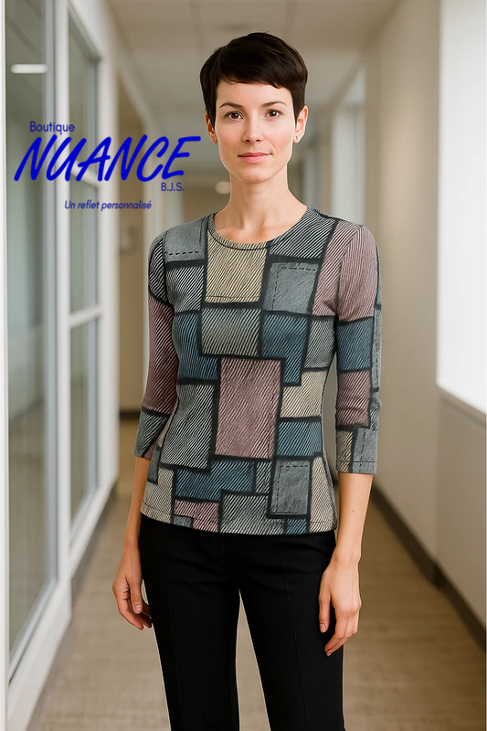 Géométrie Colorée et Légèreté - Le Haut Modes Crystal #S25-1432