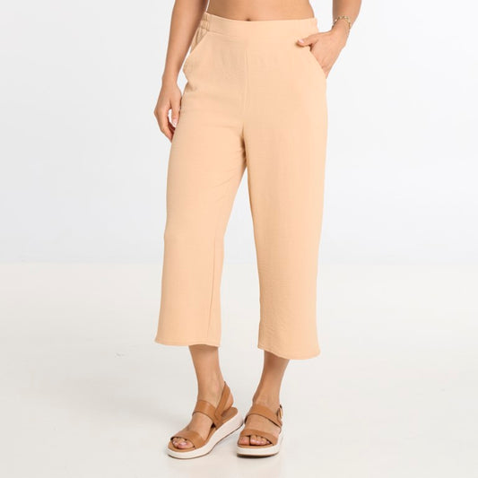 Pantalon uni coupe droite à taille élastique – Dévia #S537P