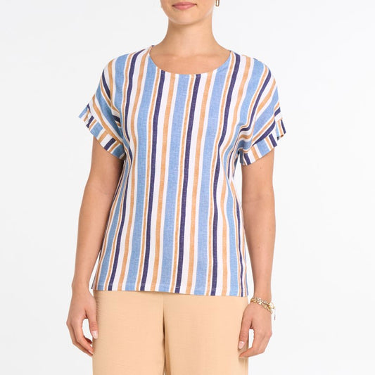 Haut Rayé Estival à Encolure Ronde – Dévia #S595T