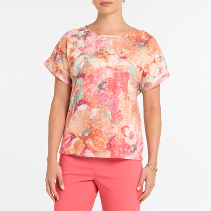 Multi-shade floral and animal print top – Devia #S613T