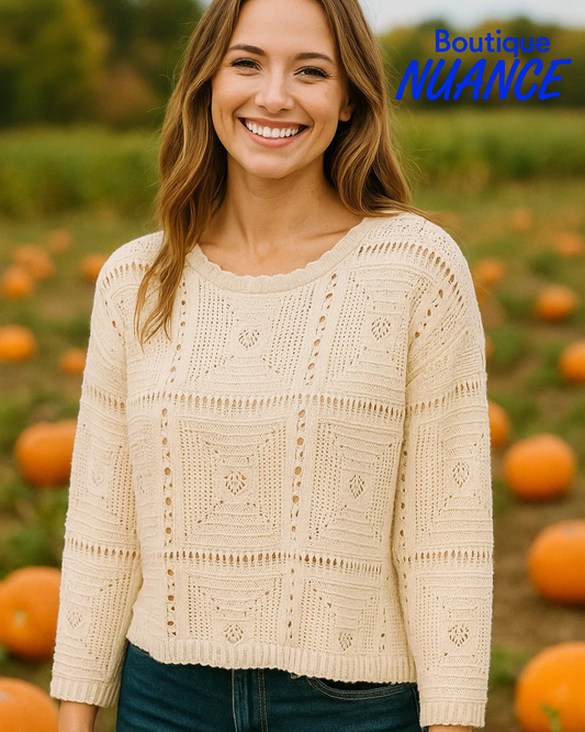 Haut en tricot texturé style macramé – Skovhuus #3441