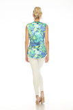 Sleeveless top, round neck with V opening, colorful print, by Tango Mango #T5815-5724