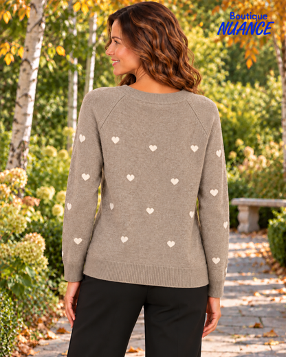 Tricot à petits cœurs contrastants – Variations #V7104