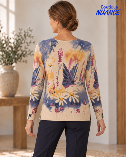 Tricot à imprimé floral et papillons – Variations #V7161