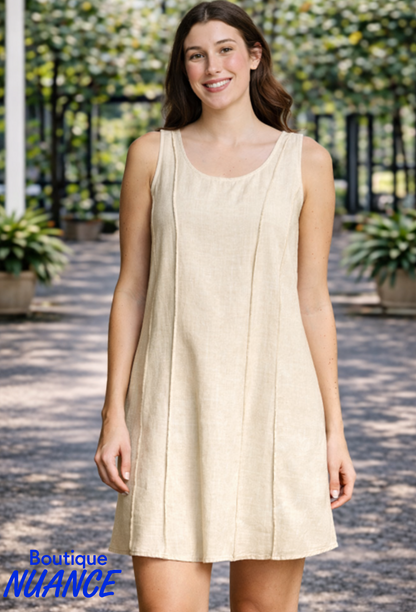 Sleeveless tunic with round neckline and flared cut – DKR & Company #VLN-TK