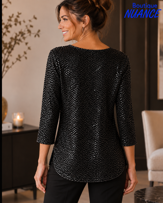 Haut en tricot métallisé à pastilles ton sur ton - SoftWorks #102052