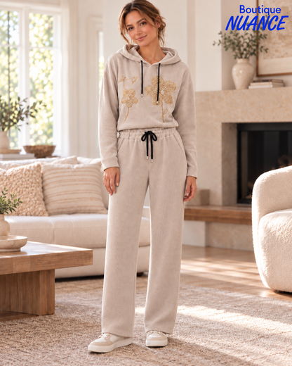 Pantalon à enfiler à jambe droite et cordons contrastants – Cherishh #C9128