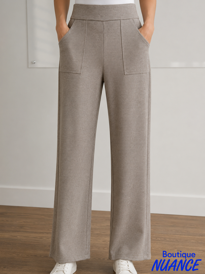 Pantalon à taille élastique et poches appliquées - Dévia #F716P