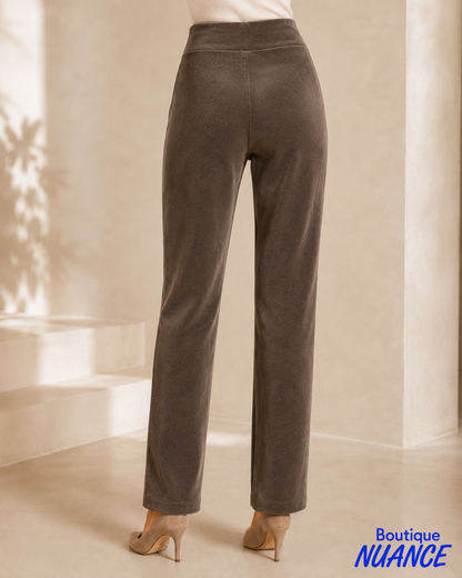 Pull-on straight-leg velvet pants - Devia #F773P
