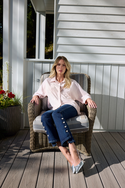 Jeans Coupe Droite avec Boutons Diamantés – Frank Lyman #266508