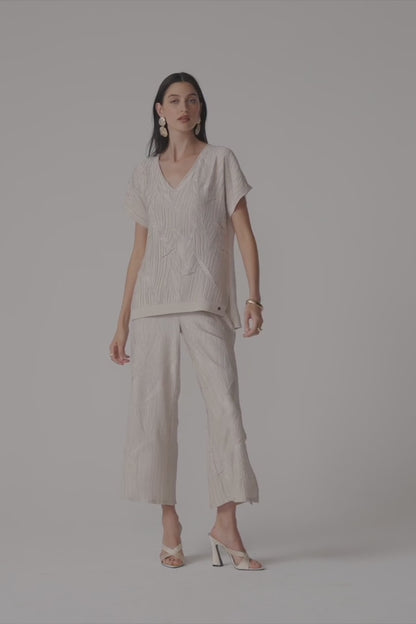 Haut boxy en satin plissé avec tricot soyeux au dos - Joseph Ribkoff #261160