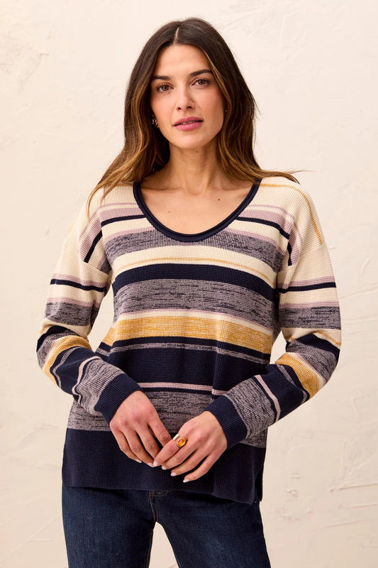 Chandail en tricot gaufré à rayures - Tribal  #2254O-576