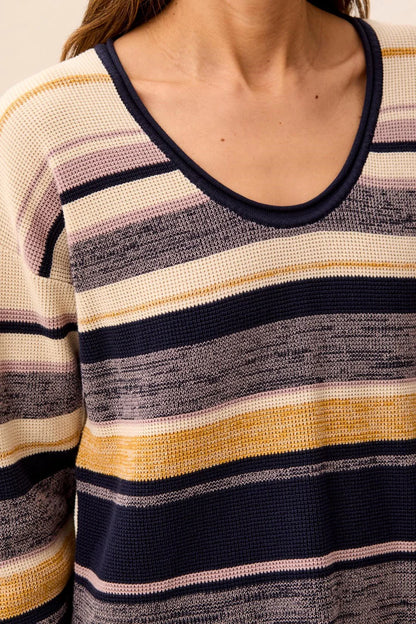 Chandail en tricot gaufré à rayures - Tribal  #2254O-576