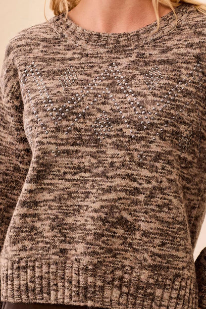 Tricot chiné à appliqués métalliques scintillants – Tribal #6346O-5620