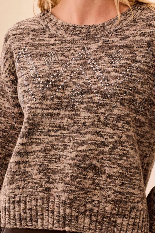 Tricot chiné à appliqués métalliques scintillants – Tribal #6346O-5620
