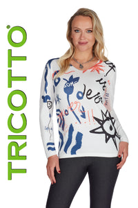 White sweater with Tricotto print # 401