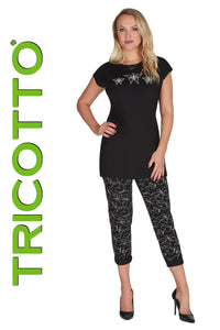 Black leggings with printed Tricotto # C-125